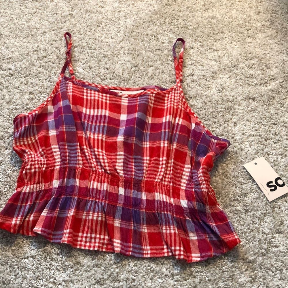 New SO crop plaid cami top size L